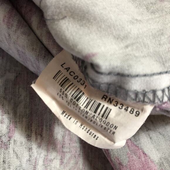 Landau Womens Scrub Top Size Small Pink Gray Black Floral Snap Pockets - Picture 7 of 10